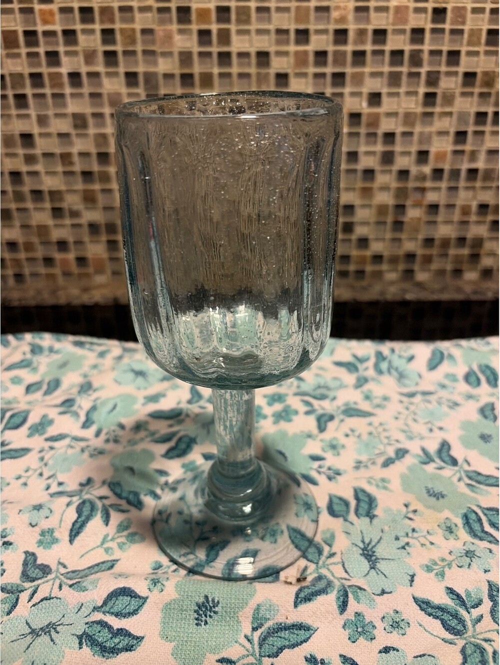 Vintage Fostoria Woodland Blue Wine Glass Goblet Stemmed Light Blue MCM
